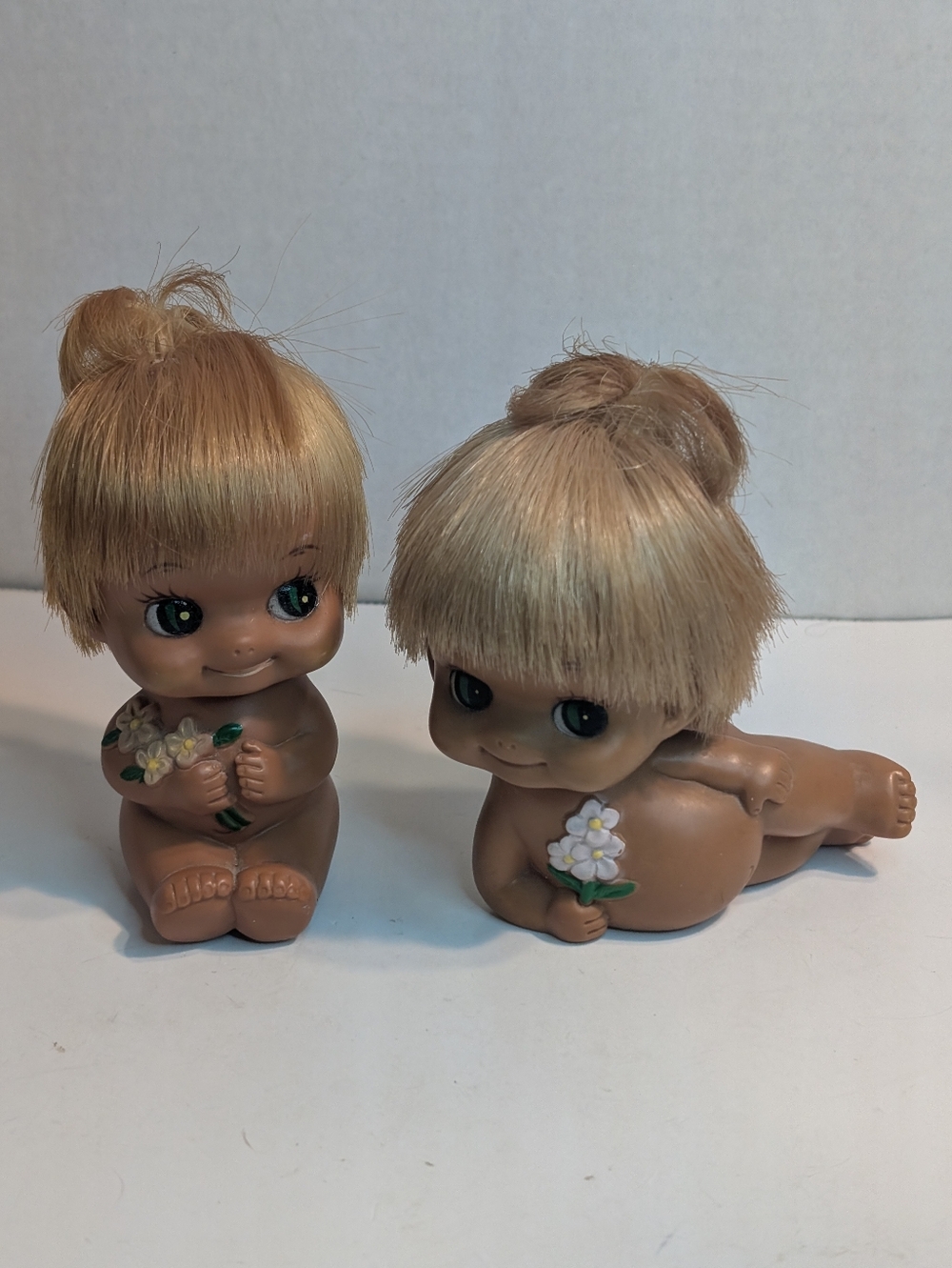 Vintage​ Sekiguchi Japanese​  Big​ Eyes​ Vinyl​ Doll​ Lot (2) Japan.